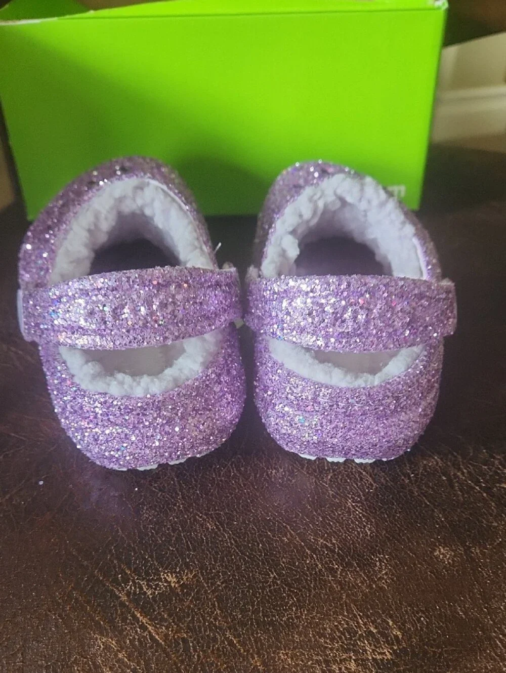 CROCS Kids Glitter Lavender Mary Jane Clogs